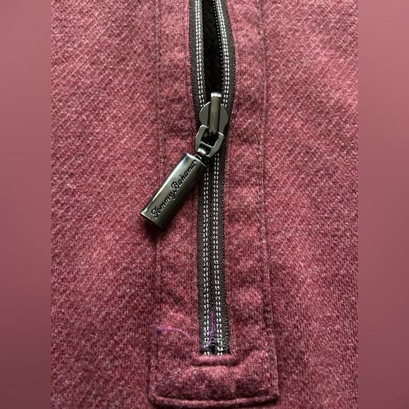 TOMMY BAHAMA Reversible Maroon/Brown 1/4 Zip Cotton Pullover Sweater sz Large - Picture 7 of 16
